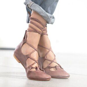 Free People Leather Ballerina Strappy Flats